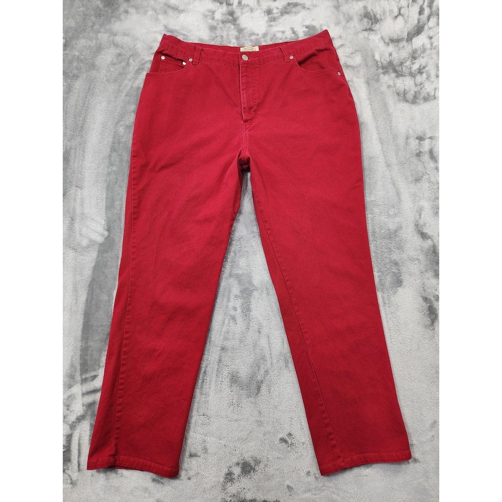 Vintage 80s 90s St John's Bay Jeans Womens 18 Red High Rise Tapered Stretch